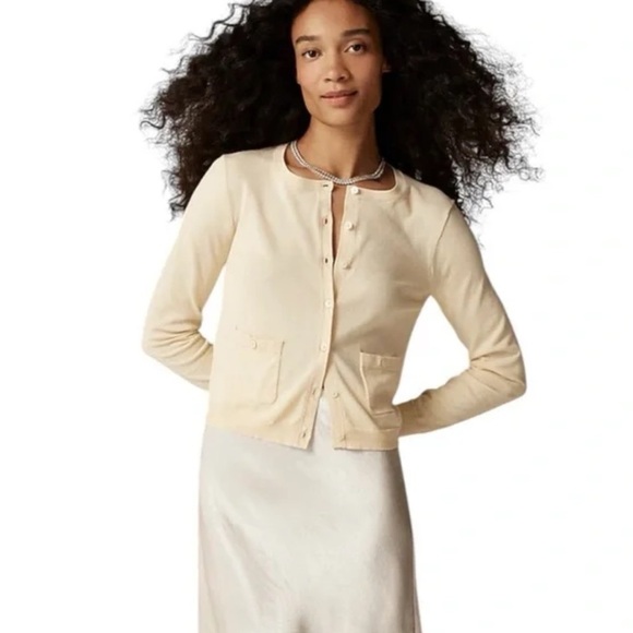 J. Crew | Butter Yellow Button Front Lightweight Cardigan Preppy Academia - Picture 1 of 6